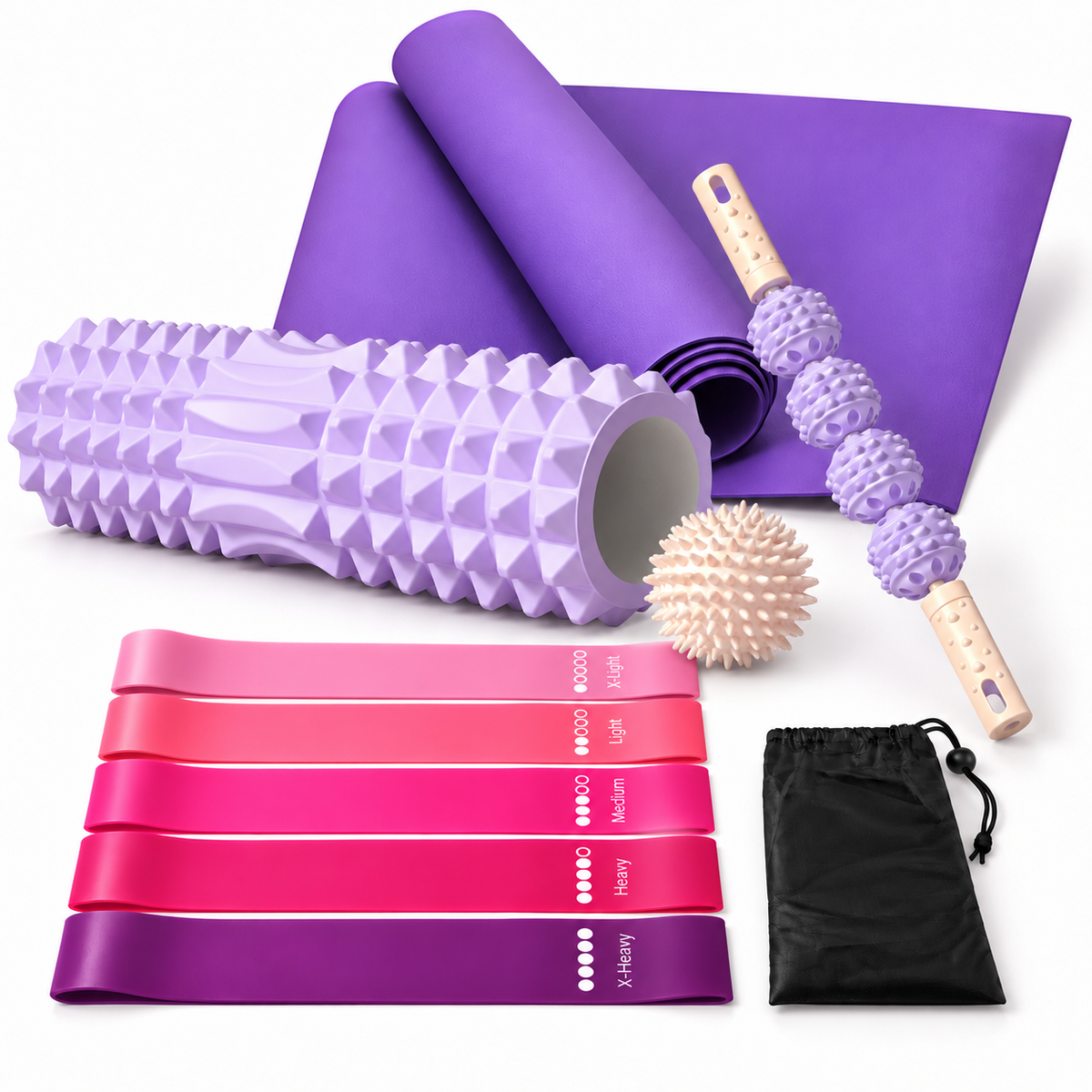 Yoga & Pilates Set – Resistance Bands & Recovery Kit – Purple