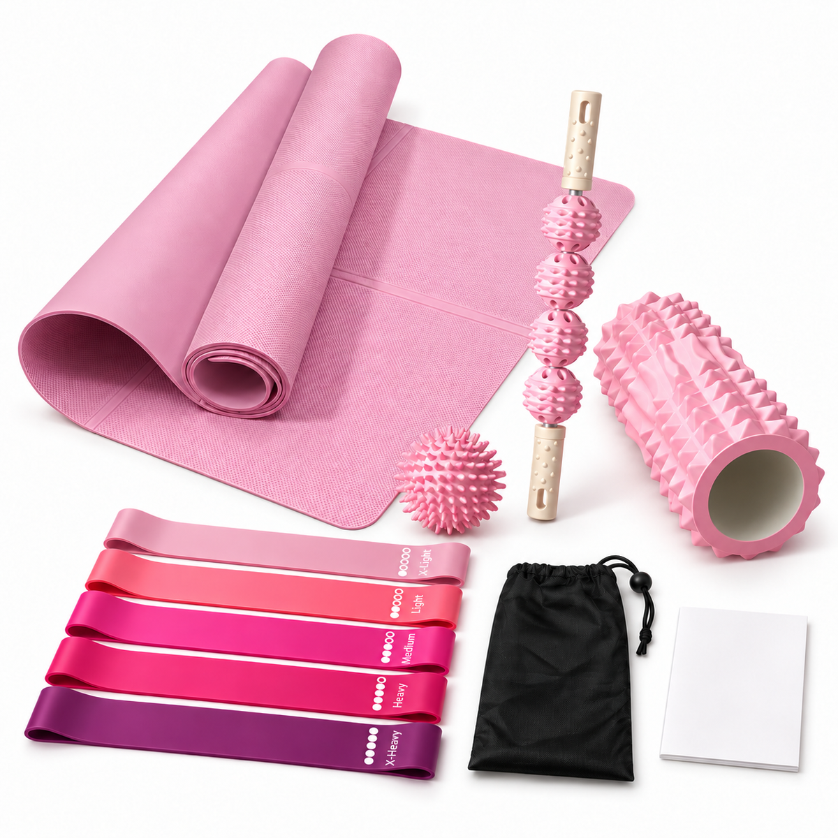 Yoga & Pilates Set – Resistance Bands & Recovery Kit – Pink