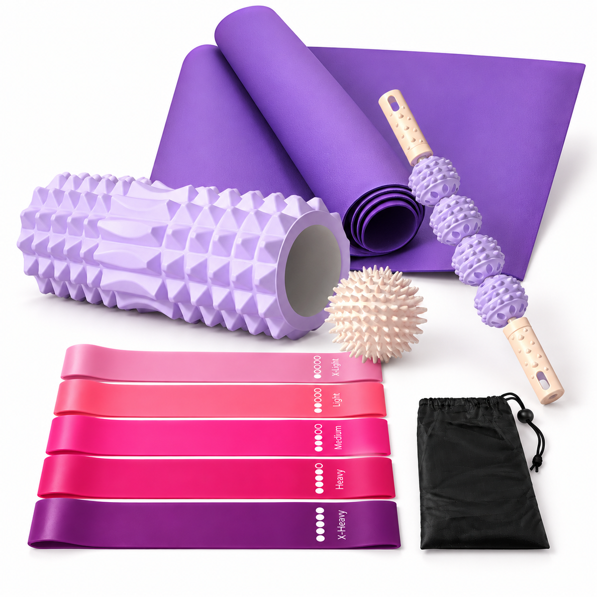 Yoga & Pilates Set – Resistance Bands & Recovery Kit – Purple